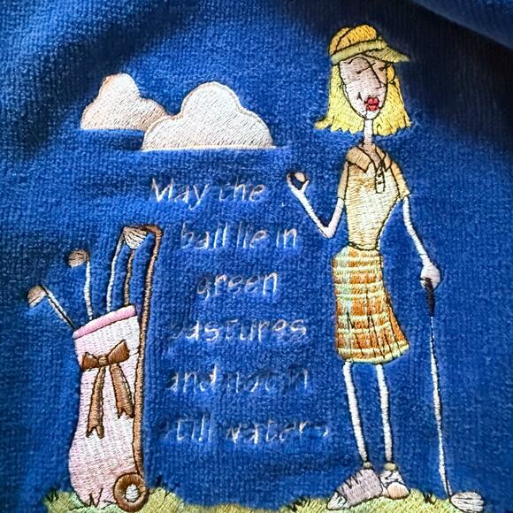 Terrytown 100% Cotton Royal Blue DEBBIE Novelty Golf Towel Gift Idea Whimsical - Picture 6 of 7